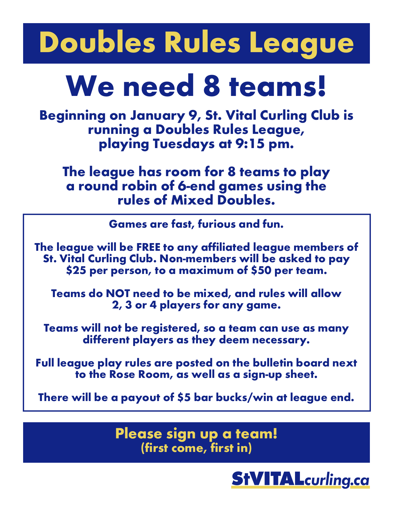 Doubles League is now Full!