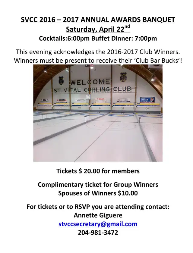 SVCC 2016 – 2017 ANNUAL AWARDS BANQUET