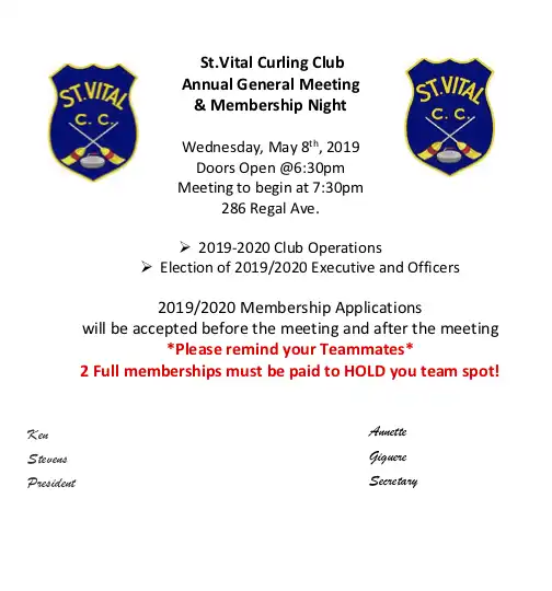 2019 St Vital Annual General Meeting