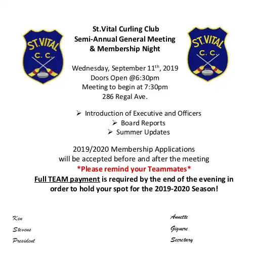 2019 St Vital Semi-annual General Meeting